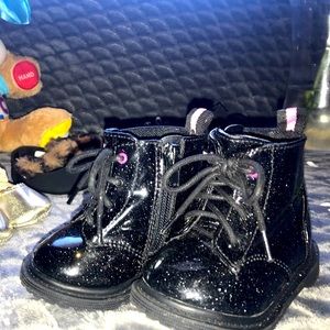 Black Glitter Rain Boots Baby Girl Infant Boots